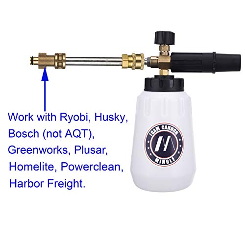M MINGLE Foam Cannon, Replacement Parts for Bosch (Not AQT), Husky and Ryobi Pressure Washer, with 5 Nozzle Tips, 1/4 Inch Quick Connector
