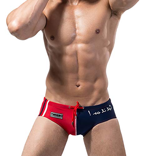 Men's Modern Sexy Swimwear Bikini Cut Coloring Left and Right Swimming Briefs