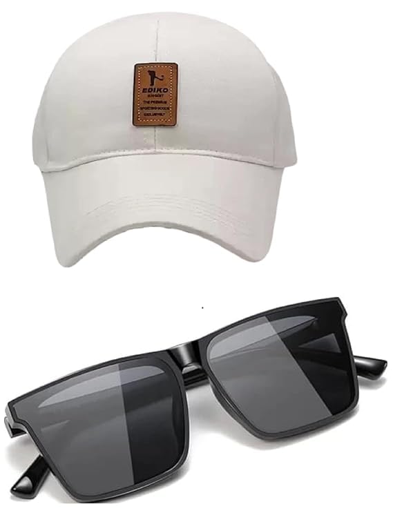 Stylish Cotton Blend, Summer All Season Sports, Cricket, Branded, Adjustable Buckle Baseball Cap & 100% UV Protected Unisex Sunglasses Combo for Men & Boys Pack of 2-picture-13