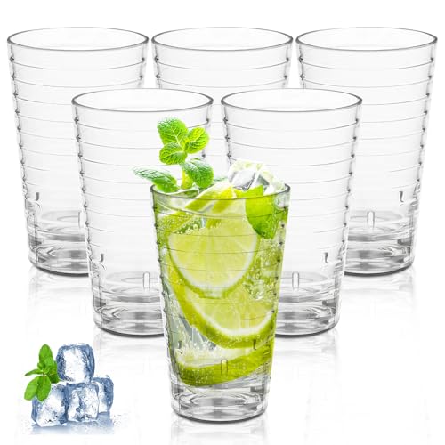GOMETY Juego de 6 vasos de camping de plástico, 260 ml, vasos de camping, vasos de agua acrílicos, vasos de plástico apilables, reutilizables, para exteriores, jardín, fiesta, hogar, lavavajillas, sin
