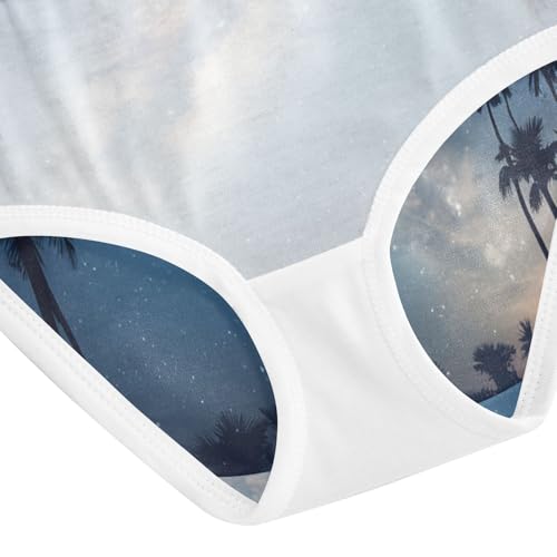 Palm Trees Starry Sky Panties for Girl Toddler Underwear Floral Cotton Cartoon Kids Briefs Undies 2t 5