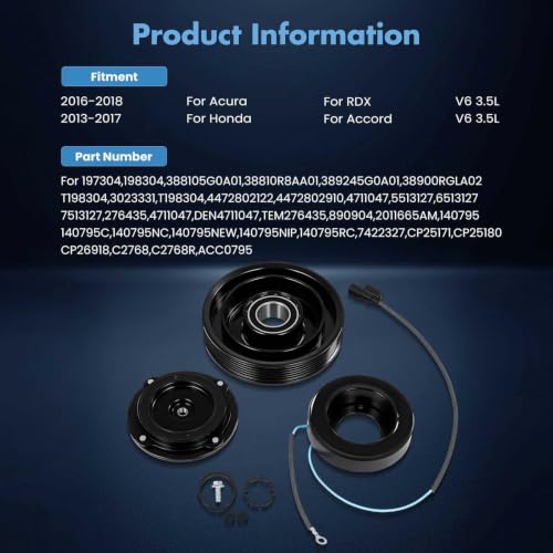 Image of ECCPP AC Compressor Clutch 2013-2017 for Honda for Accord 3.5L
