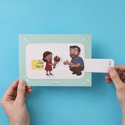 Image of Oye Happy - Sliding Card for Dad - Interactive Father's Day Greeting Card with Pull-Out Surprise Message