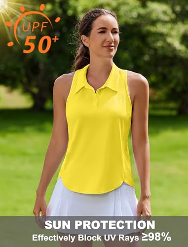 Image of PINSPARK Women's Golf Shirt Racerback UPF 50+ Tennis Tank Top with Collar
