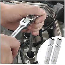 JOYCOURT 14mm&16mm Magnetic Swivel Spark Plug Socket, Thin Wall 3/8 Inch Drive 12-Point Standard Spark Plug Socket Removal Tool 360-degree Rotation, Suitable for Most Car Models