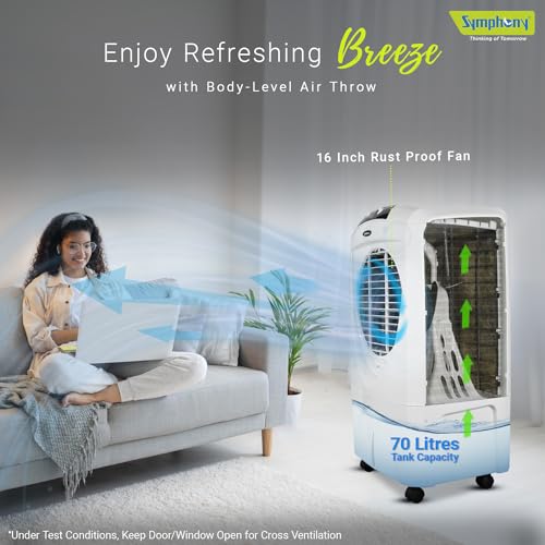 Symphony Sumo 70 Desert Air Cooler For Home with Honeycomb Pads, Powerful Fan, Cool Flow Dispenser (70L, White) - Image 6