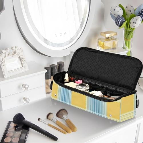 Bolsa de Viaje Grande GuoChe para Planchas de Pelo con Mat de Resistencia al Calor a Cuadros Azul y Amarillo miniatura 7