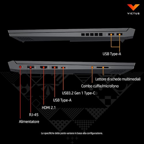 Victus 16-d1011sl Notebook, Intel Core i5-12500H, RAM 16GB DDR5 4800Mhz, 512GB SSD M.2, Display 16.1" FHD IPS, Grafica Nvidia RTX 3060 da 6GB, Wi-Fi 6E, BLE 5.3, Windows 11, Grigio - Notebook - Immagine 6