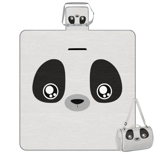 Shimoshe Picnic Blankets 57”x 59”, Animal Panda Face Waterproof Sandproof Picnic Mat Lightweight Foldable Beach Blanket for Camping Park Grass Beach Outdoor Blanket