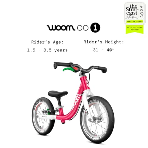Image of woom GO 1 & GO 1 Plus Balance Bike for Toddlers & Kids 18 Month to 4.5 Years Old, 12-Inch & 14-Inch Lightweight Bicycles for Boys & Girls