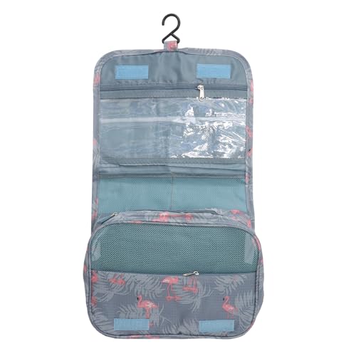 DIYEAH Bolsa de Aseo Colgante Grande, Bolsa de Cosméticos Portátil Azul Gancho, Organizador de Viaje Plegable para Artículos de Tocador y Maquillaje, Adecuado para Exteriores y Viajes
