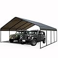 Metal Carport Heavy Duty with Galvanized Steel Roof & Frame, All-Weather Portable Garage Carports Shelter for 2 Cars, Safe Boat Cover Car Ports for Yard (20x20FT)