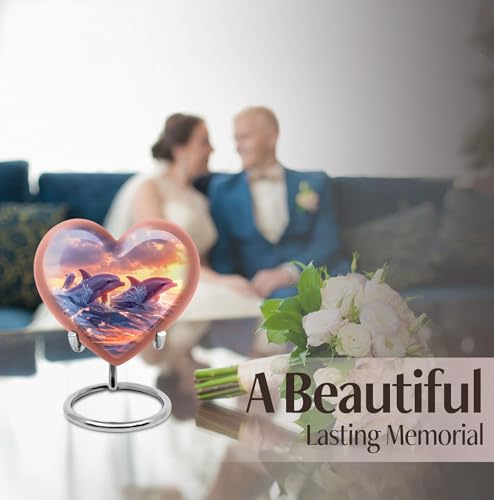 Image of Dolphin Urn - Heart Urns for Ashes - Cremation Urn for Adults - Cremation Urn for Adults - Ashes Urn Adult - (Size - 8 inch)