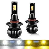 CIIHON 9005 9006 Led Fog Lights Bulbs All in One Fog Lamps 35W 1900LM 6000K White 3000K Yellow Dual Color Car Bulb for DRL Fog Lights Not Headlight Pack of 2, 1 Year Warranty