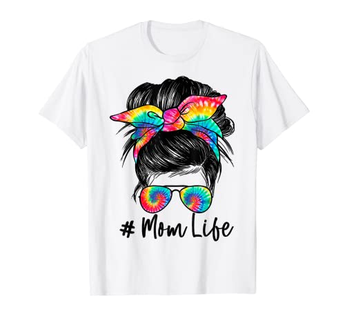Mom Life - Gafas de sol para el cabello con moño desordenado (teñido anudado) Camiseta