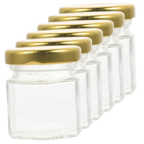 SOLUSTRE 6Pcs Clear Honey Jars with Lid Multi Use Sealing Caviar Containers for Storing Jam Syrup and More Easy to Carry and Reuse