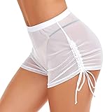 SHERRYLO Durchsichtige Badeshorts für Damen, Board, kurz, Bikinihose, durchsichtig, Netzstoff, sexy Badeanzüge, LKW, Weiß, Medium