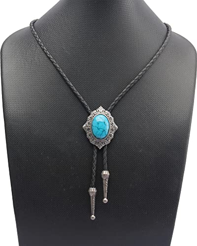 Image of GelConnie Native American Bolo Tie Rodeo Cowboy Leather Necktie Western Necklace Costume Accessories for Men,Women