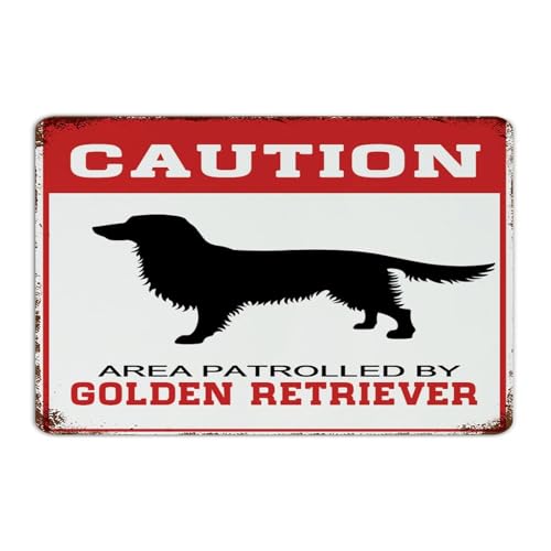 Plaque Golden Retriever pour décorer votre porche avec ce panneau de zone sous surveillance