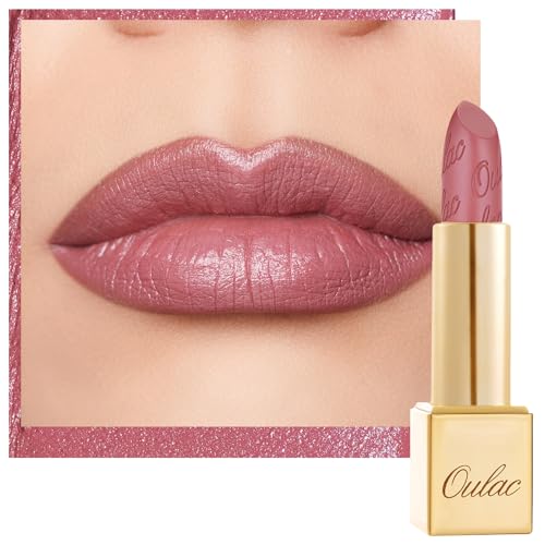 OULAC Lippenstift Metallic Glanz Finish, Mauve-Rosa Langanhaltender Glitzer Lippenstifte, Feuchtigkeit und Glanz für die Lippen, Intensive Farbe Feine Textur, Vegan, 4.3g (GM04) Mauve Babe