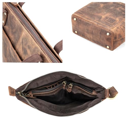 Image of Goatter Genuine Leather Large Tote Bag for Women - Spacious Brown Shoulder Handbag for Office, College, or Travel Use