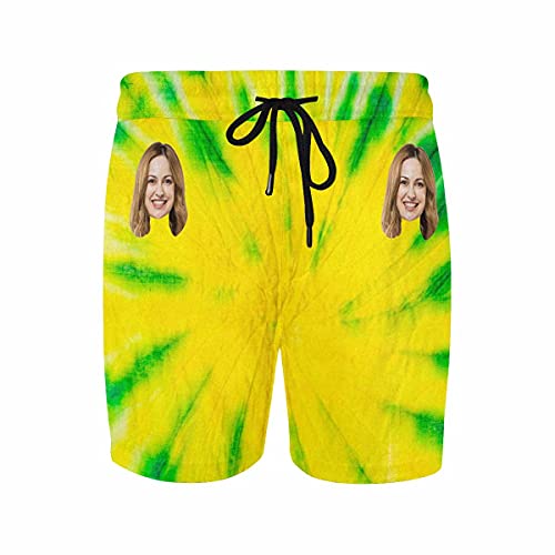 Custom Photo Men's Swim Shorts Trunks Nifty Lips Tie Dye Wife's Face Boardshorts Beach Board Shorts