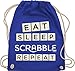 Shirtracer Scrabble Tasche - Eat Sleep Scrabble Repeat - weiß - Unisize - Royalblau - Geschenk - WM110 - Turnbeutel und Stoffbeutel aus Baumwolle