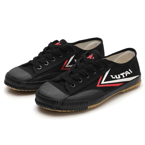 ZHENSI Chaussures d'arts Martiaux Enfants Adultes Sports Combat Baskets Fond Souple Amortir Tai Chi Kung Fu Chaussures,Noir,43 EU
