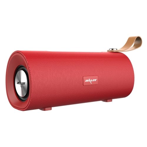ELECTROPRIME Zealot S30 Portable Bluetooth Speaker in red with a leather strap.