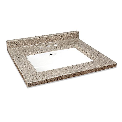 Transolid Charlotte2231-LWB Charlotte Cultured Marble 4" Center set Single-Bowl Vanity Top, 31" x 22", Latte