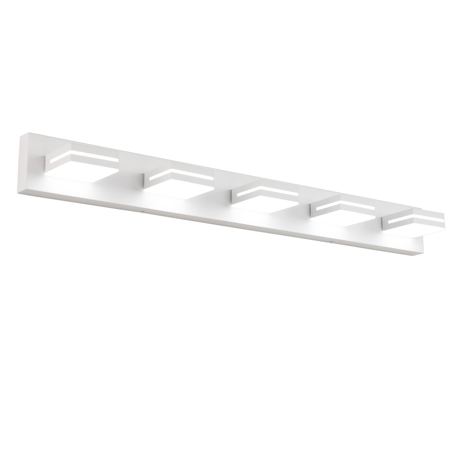 SineRise LED Modern Bathroom Vanity Light Fixtures, Modern Acrylic Bathroom Wall Lighting Fixtures Over Mirror, 5-Light, 40-Inch, White, 100%-0% White