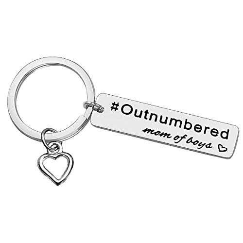 Mom Of Boys Keychain Mom Of Boys Gift For Women Funny Cute Mom Gift Sons Keychain From Mom New Mother Gift Outnumbered Jewelry Boys Mama Keyring Mothers Day Gift For Mom Christmas Birthday Gift #TOP11