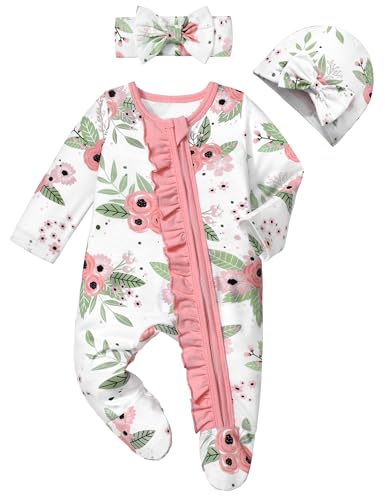 Image of TyeSmo Infant Girl Clothes Baby Girl Clothes Long Sleeve Ruffle Baby Girl Romper Baby Girl Outfit Baby Clothes for Girls