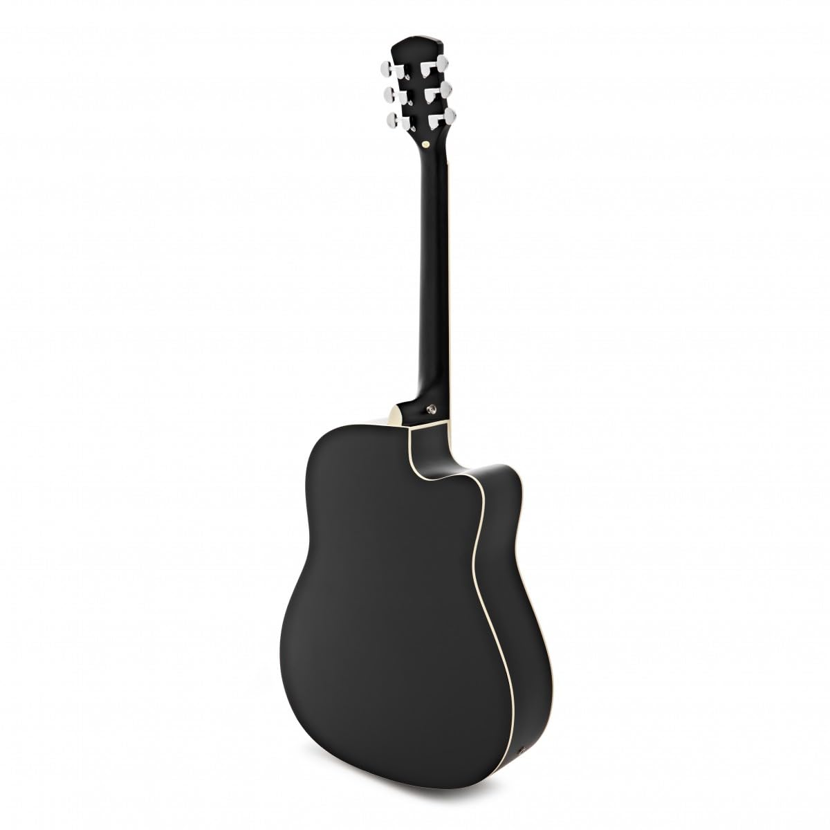 Guitare Électro-Acoustique Dreadnought Gaucher à Pan Coupé, Noir