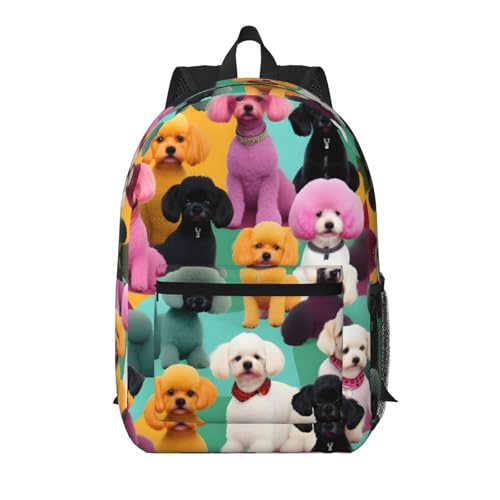 Sac à dos tendance caniches noir 43,2 cm multi-poches pour ordi et voyage