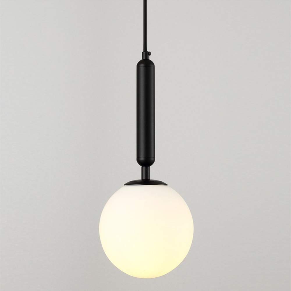 Estilo Nórdico Aplique Moderno E27 Vidrio Lámparas De Pared para Sala De Estar Dormitorio Lámpara De Noche Interior Colgante Accesorio De Iluminación De Pared,Black+MilkyWhite-NeutralLight