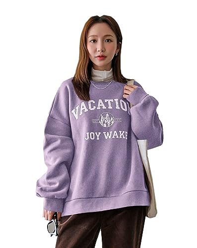 トップス OVY Heavy Weight Wide Pullover Sweat Buy SXV 'Vacation Joy Wake' Printed Cool Aesthetic Drop Shoulder
