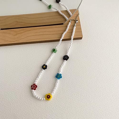 Collier de perles transparentes XYNSNDB aux fleurs colorées, le cadeau idéal pour femme