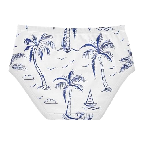 Stylish Girls Underwear Toddlers 2t Cotton Panties for Girl Tropical Blue Palm Trees White Kids Undies Briefs2