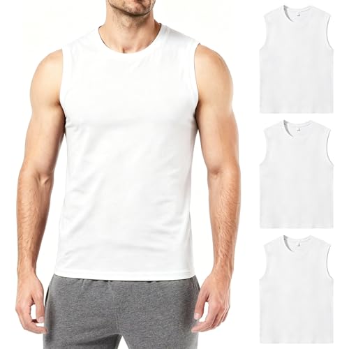 Camiseta sin mangas hombre de algodón transpirable para running y entrenamiento intenso