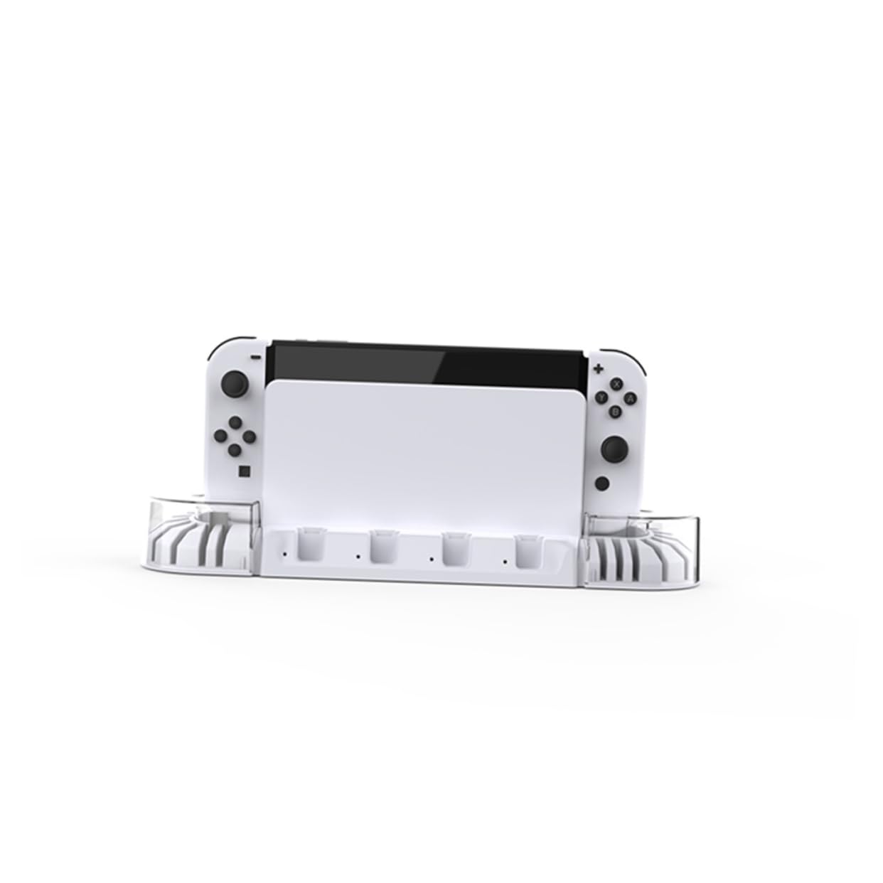 2 Set Dock per Switch Oled con Raffreddamento Gamepad Base per Caricatore Dual con Slot per Giochi e Copertura Trasparente