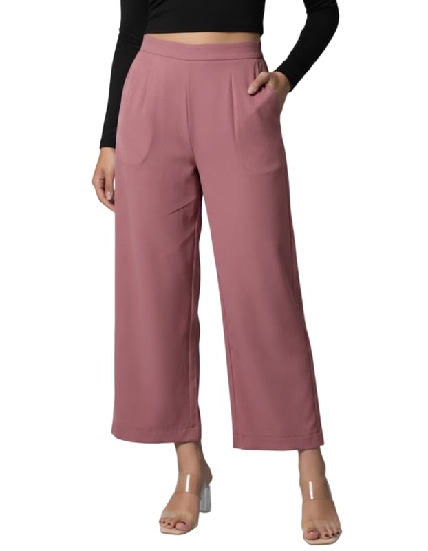 Image of Moirai Pure Cotton Wide Leg Women Trouser Stylish Mid Rise Relaxed Straight Fit Loose Pants Casual Travel Office Formal Wear