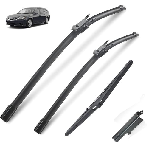 Escobillas de limpiaparabrisas delanteras y traseras compatible con Saab 93 9 3 9-3 2002-2012 YS3F Kombi Estate 93x 9-3X Cortador de ventanas Cepillos for parabrisas (Color : Front Rear 2007-2012,