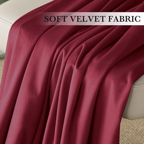 Image of RYB HOME Burgundy Red Velvet Curtains 96 inches for Bedroom Living Room | Thermal Insulated, Privacy UV Block, Back Tab, Backdrapes for Movie Theater Stage Christmas, W52 x L96, 2 Panels