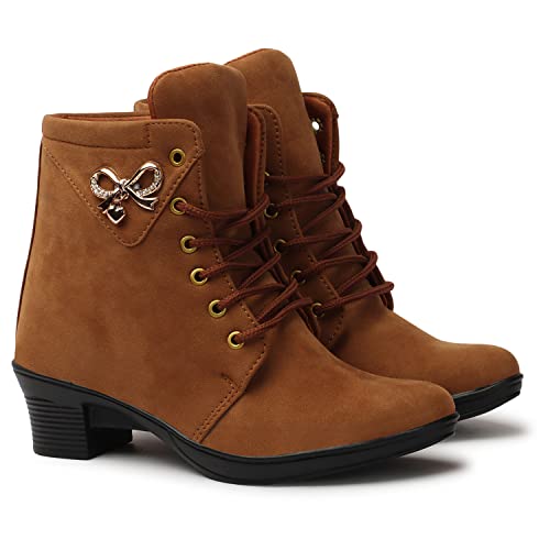 Image of KRAFTER Women's And Girls Classic Winter Suede velvet High heel Boots Casual, Outdoor and Holiday Outings