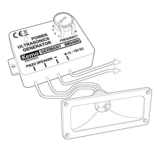 Kemo M048N Ultrasonic Generator Repels Animals, Birds and Insects. For Connecting Piezo Speakers. For Mounting in Storage Rooms, Kitchens, Warehouses, Gardens