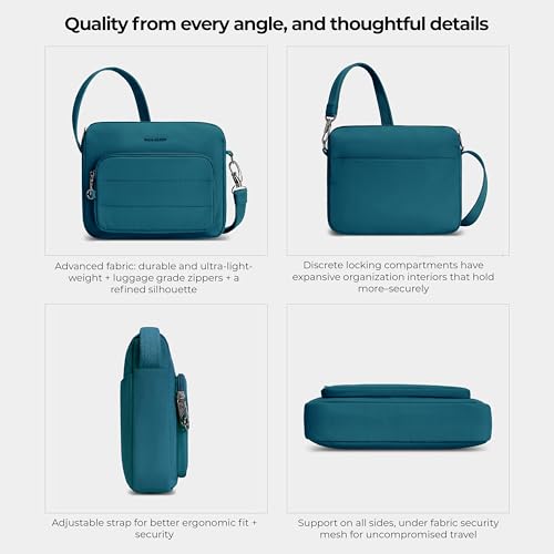 Travelon Anti-Theft Roam East/West Crossbody, Capri Blue, 10.25”W X 8”H X 2.5”D by Travelon - Image 4