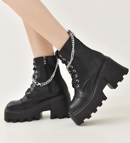 Image of Ulalaza Women Mary Jane Dress Pumps Lolita Shoes Cute Platform Gothic Double Ankle Strap Round Toe Chunky Heel Uniform Pumps Shoes Perfect for School Party Business Work Dance Date Night Club