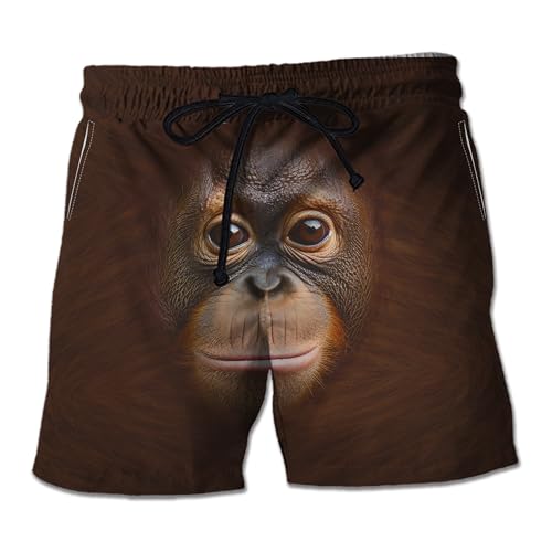 Monkey Mens Swim Trunks - Zoo Animal Swimming Trunk for Men - Beach Shorts, Mens Swim Shorts 46