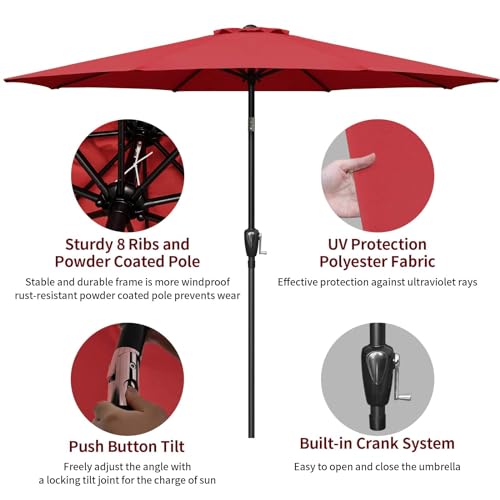 Simple Deluxe LGBRLA9RED-C 9' Patio Umbrella Outdoor Table Market Yard Umbrella thumb #1